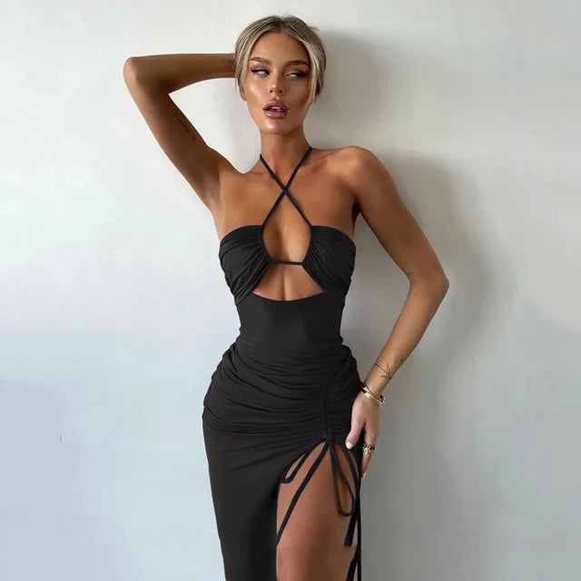 ODETTE - Bodycon Rugloze Feestjurk
