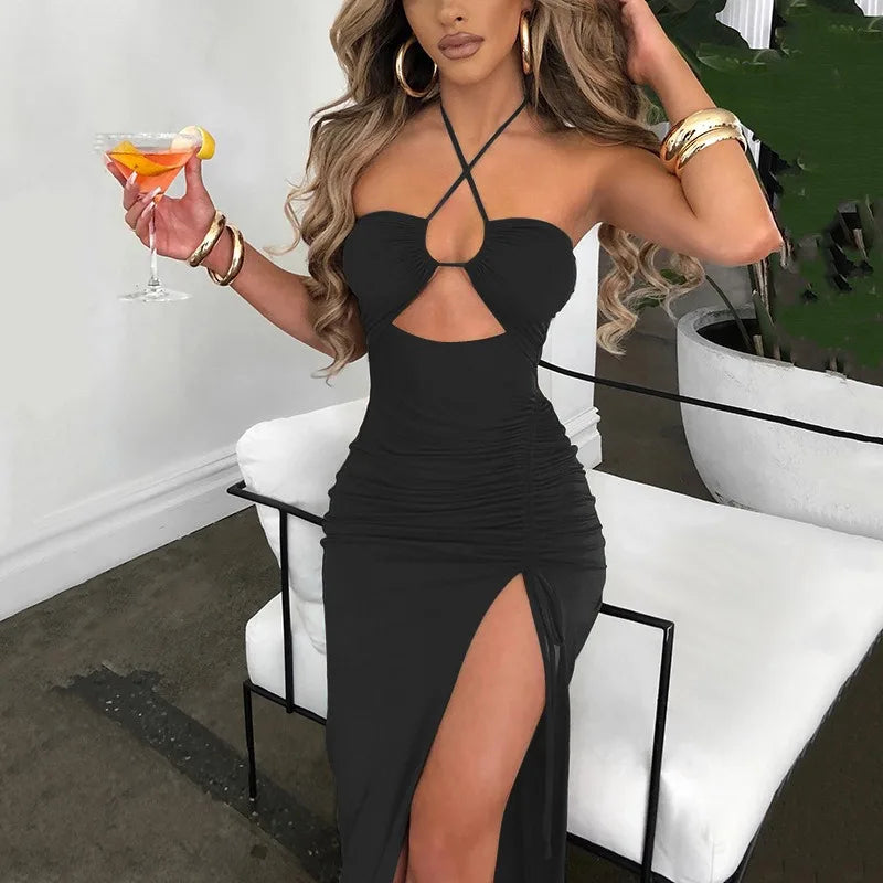 ODETTE - Bodycon Rugloze Feestjurk