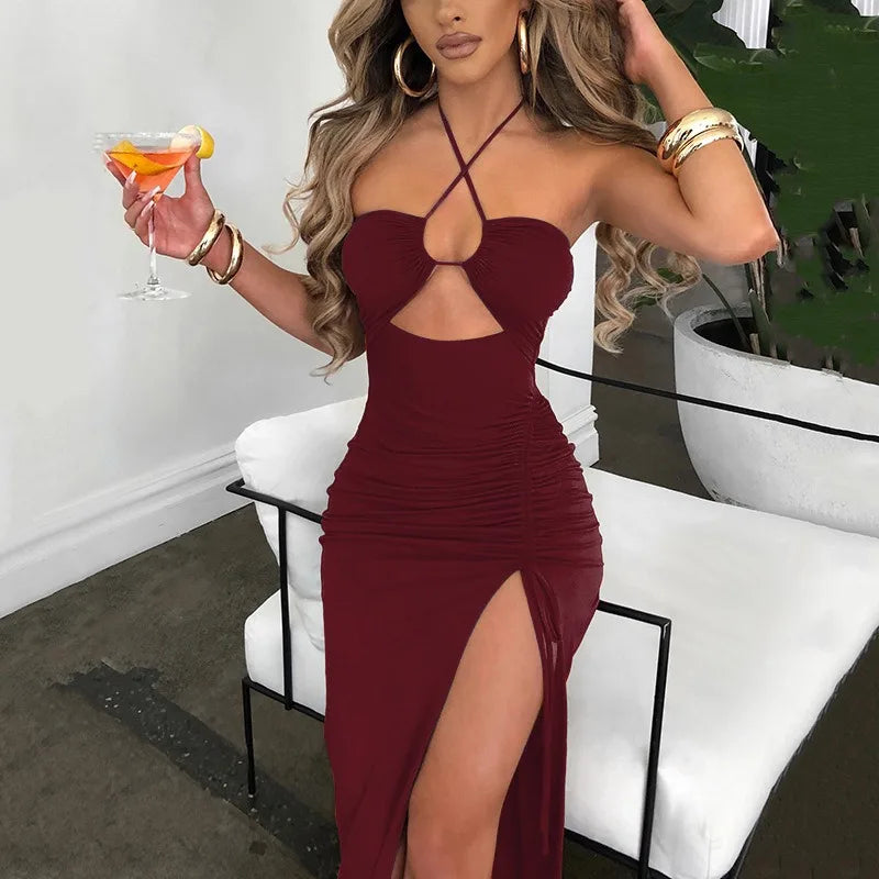 ODETTE - Bodycon Rugloze Feestjurk