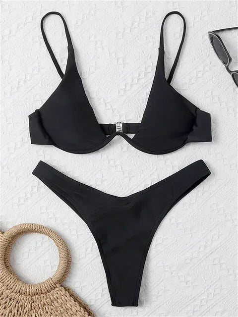 KARIN - Onderdraad Bikini Set: Push-Up Bh & String Badkleding voor Vrouwen