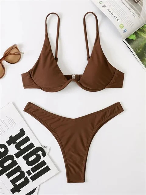 KARIN - Onderdraad Bikini Set: Push-Up Bh & String Badkleding voor Vrouwen