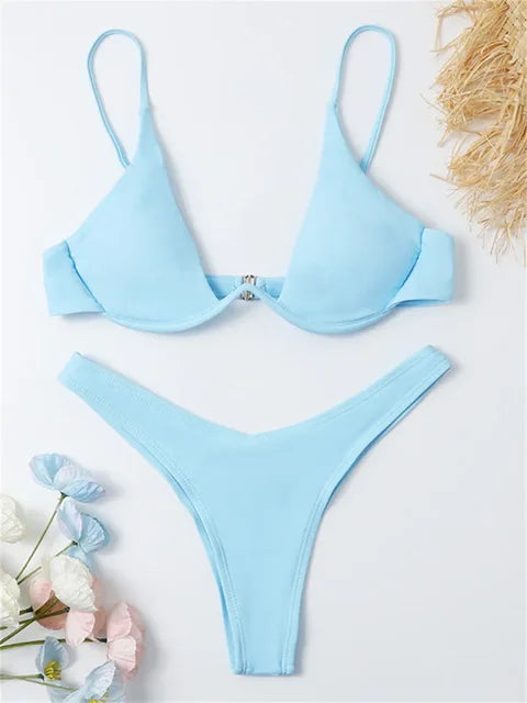 KARIN - Onderdraad Bikini Set: Push-Up Bh & String Badkleding voor Vrouwen