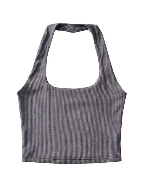Magdalena - Dames Zomer Mouwloos Crop Top met Dubbele Halter