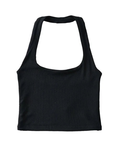 Magdalena - Dames Zomer Mouwloos Crop Top met Dubbele Halter