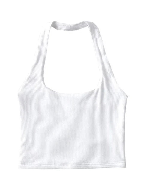 Magdalena - Dames Zomer Mouwloos Crop Top met Dubbele Halter