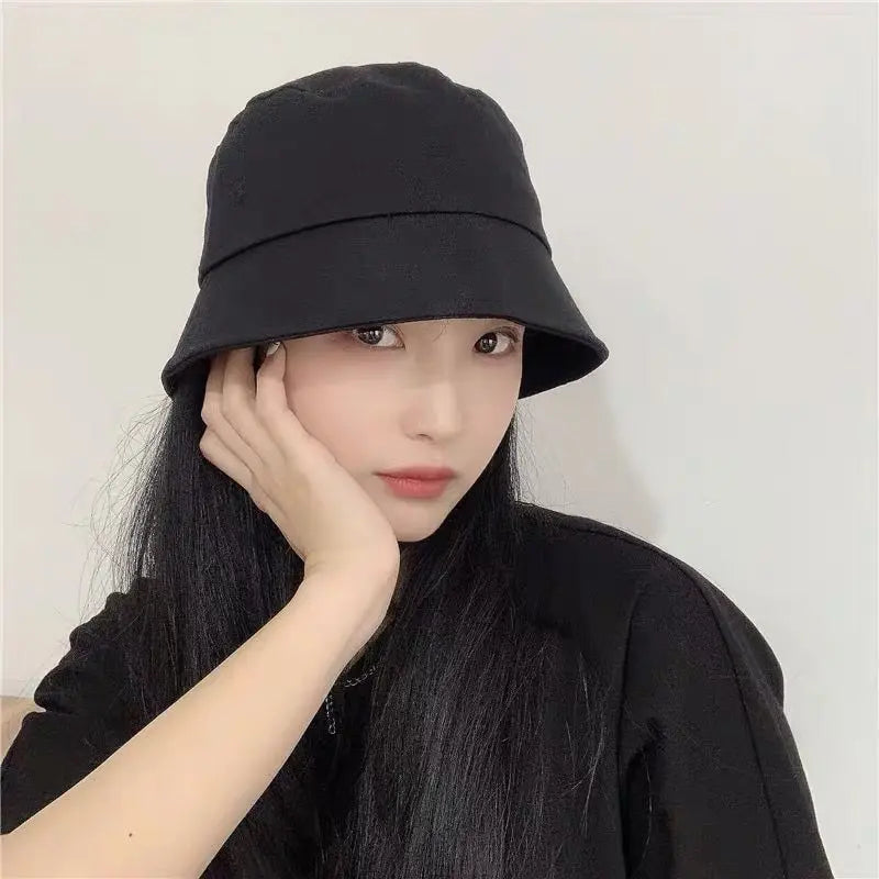 Sophie - Opvouwbare katoenen zwarte buckethat