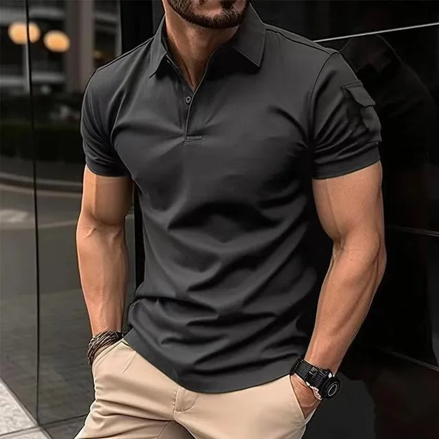 JULIUS - Heren Slim Fit Kortmouw Ademend Polo Shirt
