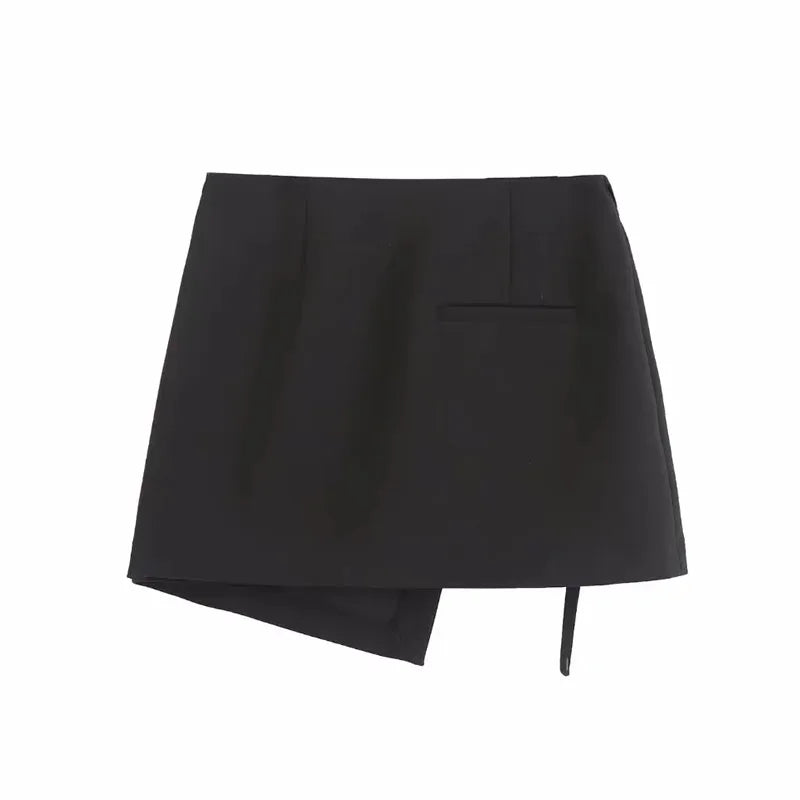 MAAIKE - Vintage zwarte Cargorok voor dames met opgestikte zakken en zijritssluiting