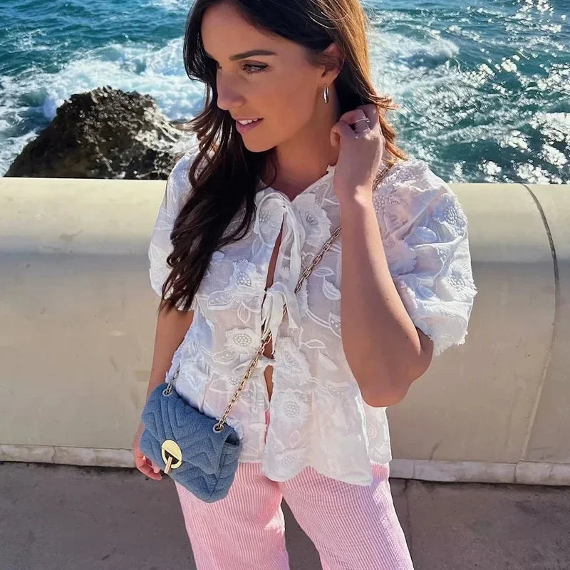 QUINTA - Elegante Kortemouw Blouse
