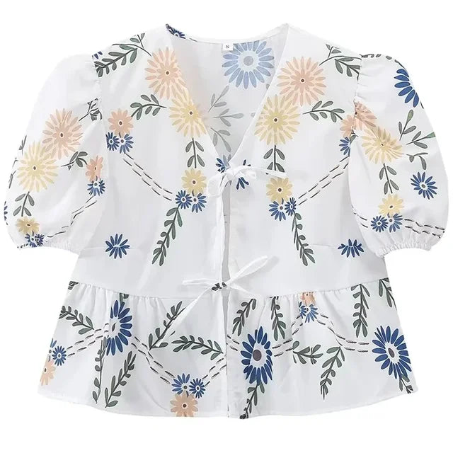 TILDA - Bedrukte V-Hals Blouse
