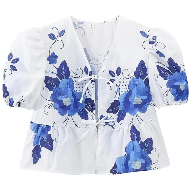 TILDA - Bedrukte V-Hals Blouse