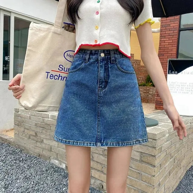 IRINA - Dames high waist butt jeans minirok
