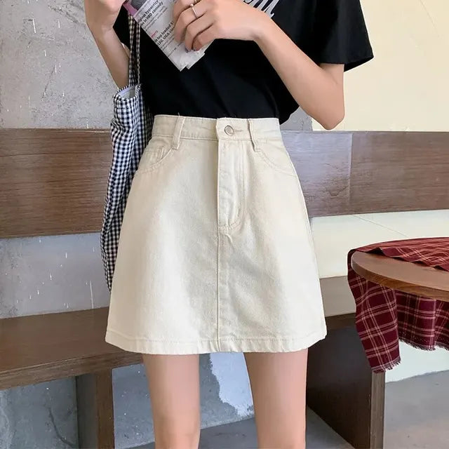 IRINA - Dames high waist butt jeans minirok