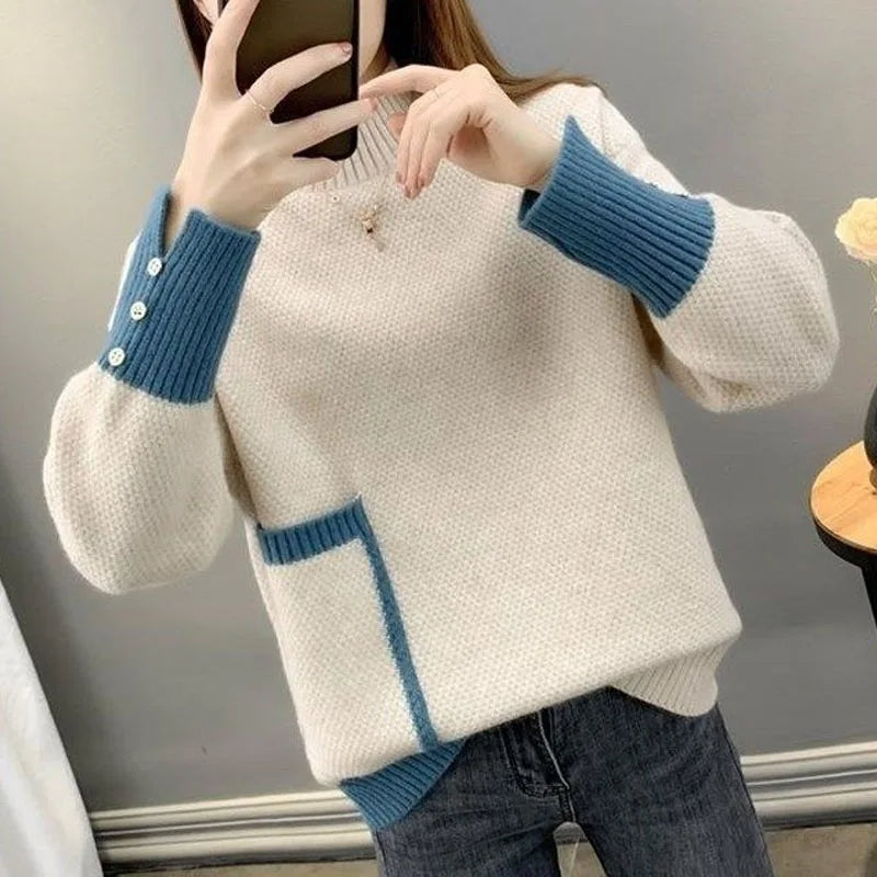 Isidra - Stijlvolle Herfst Winter Vrouwen Dikke Half Hoge Hals Sweater