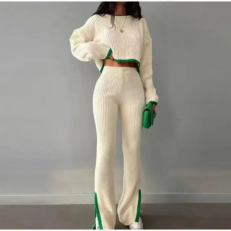 Meryn - Dames Trui met O-hals & Joggingbroek met wijde pijpen