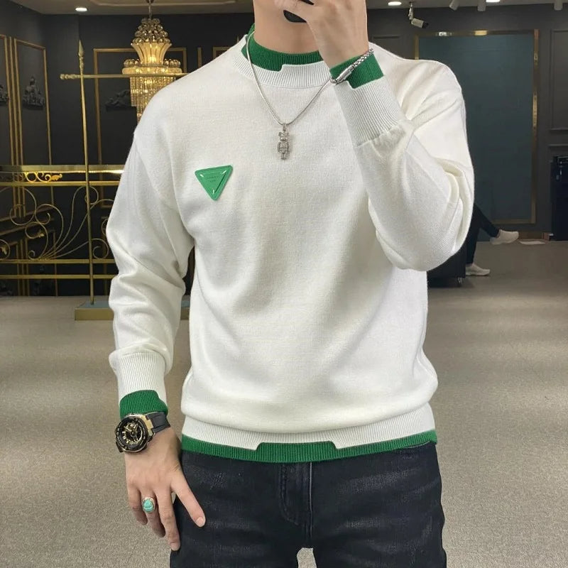 Nakamoto - Heren Slim Fit Contrast Crew Hals Pullover