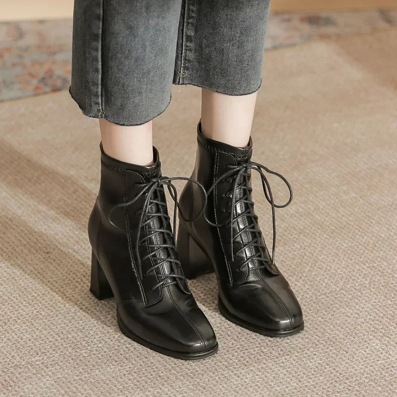 Tova - Stijlvolle Vrouwen Lace-Up Hoge Hak Laarzen