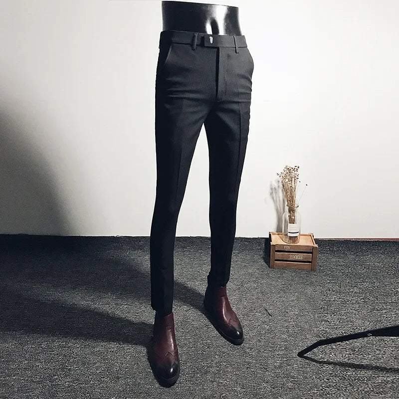 Charles - Trendy Slim Fit Cropped Broek in Koreaanse Stijl voor Mannen
