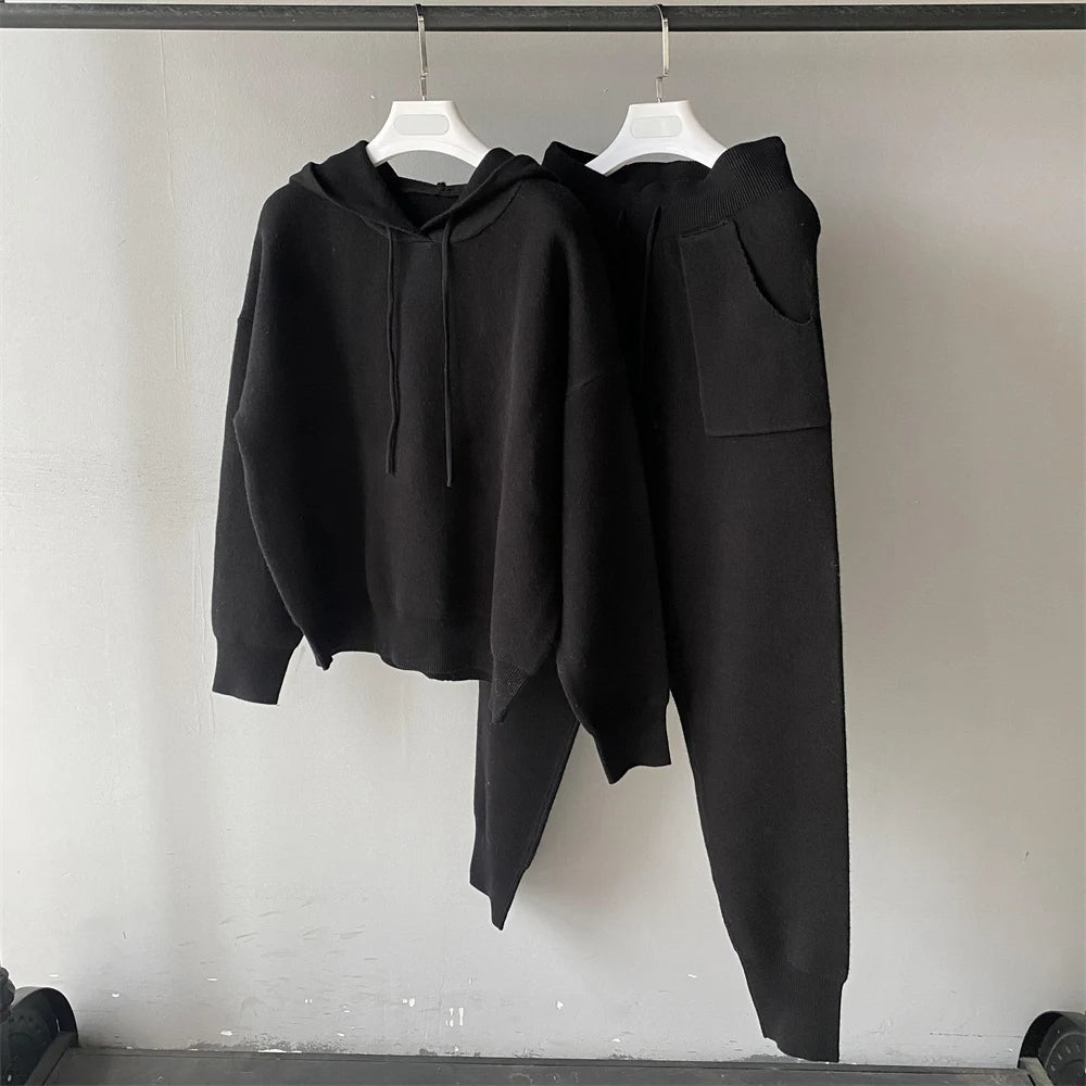 Clementine - Brooklyn gebreide trui en broek met kraag van echt vossenbont