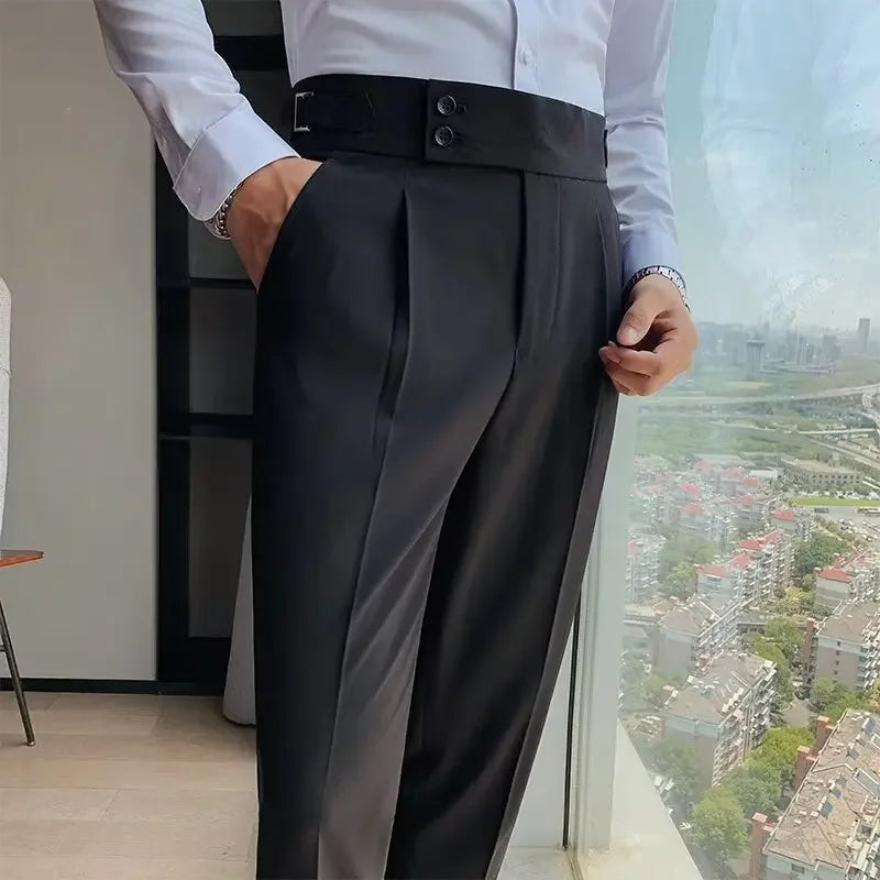 Wendell - Casual herenpantalon met hoge taille en rechte pijpen