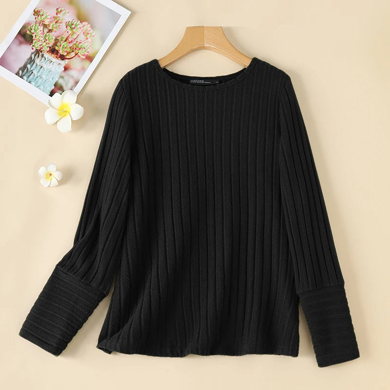 Xylia - Gebreide damesblouse met lange mouwen