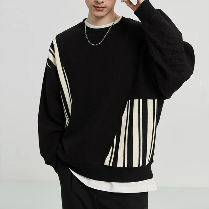 Torin - Trendy Gestreept Patchwork Sweatshirt met Lange Mouwen voor Mannen