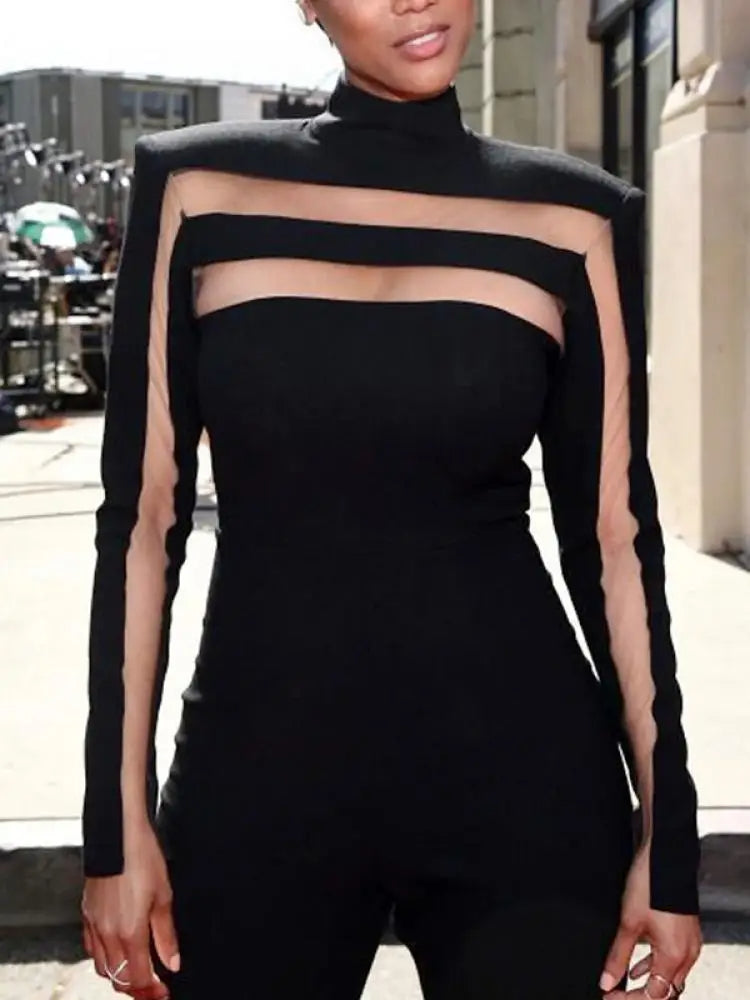 Pleun - Stijlvol & Sexy Hoog Hals Mesh Split T-shirt voor Vrouwen