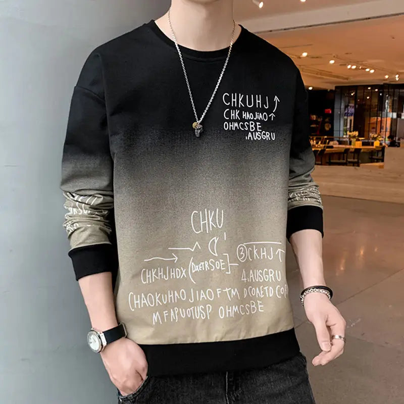 Abram - 2024 Fashion Sweatshirt met O-hals Gedrukt Letter Kleurverloop