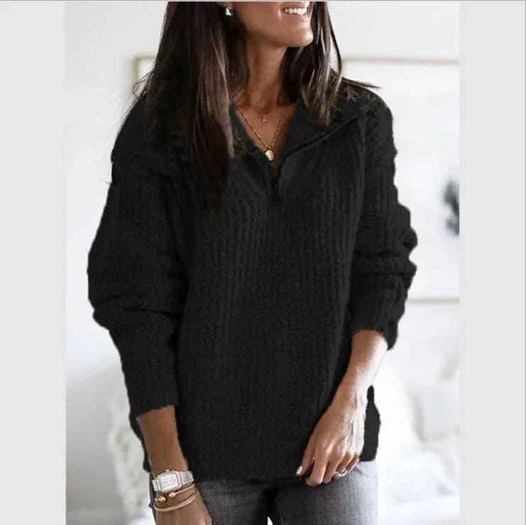 Nyssa - Gebreide pullover jas met rits voor dames