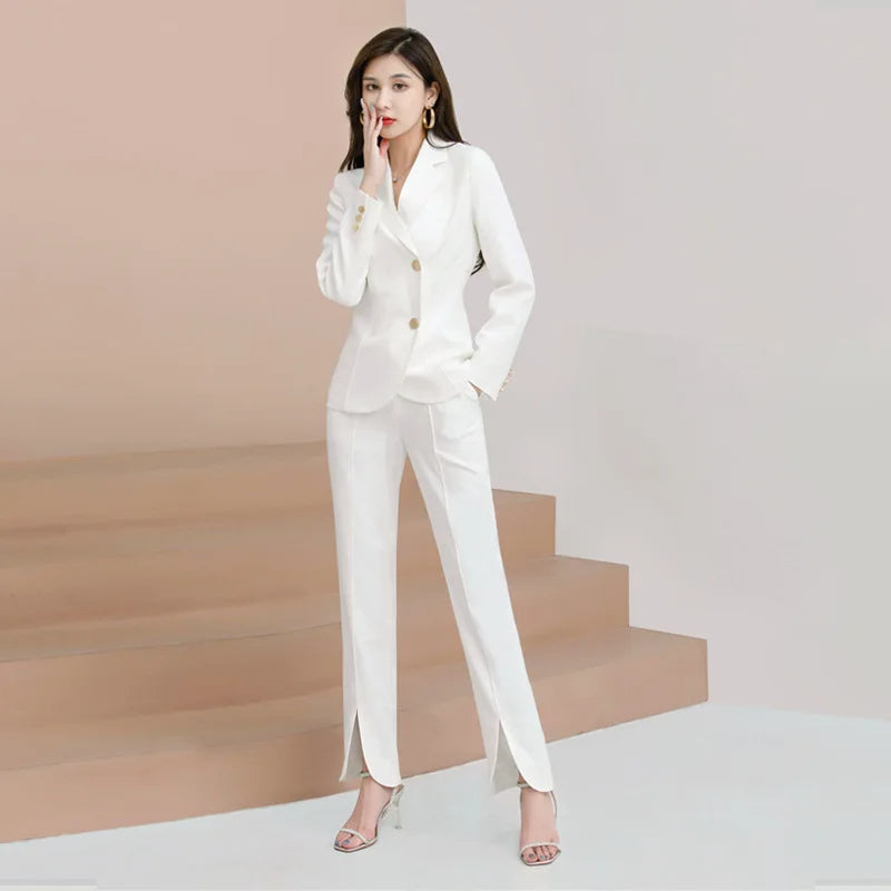 Aziza - Elegant wit damespak