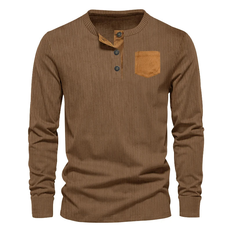 Santiago - Stijlvol Long Sleeve Patch Pocket T-shirt voor Lente Voor Mannen
