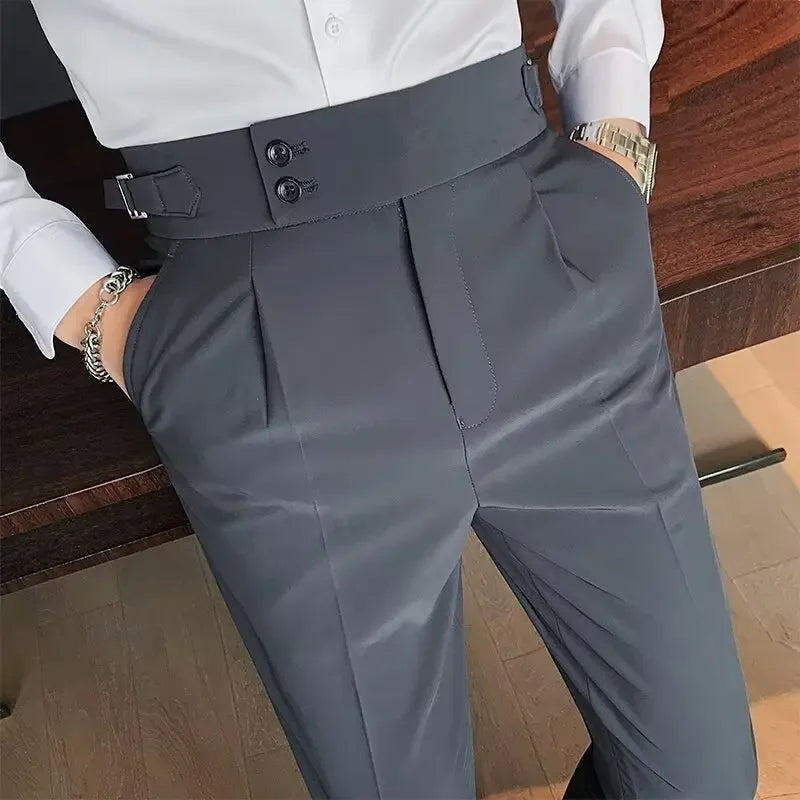Wendell - Casual herenpantalon met hoge taille en rechte pijpen