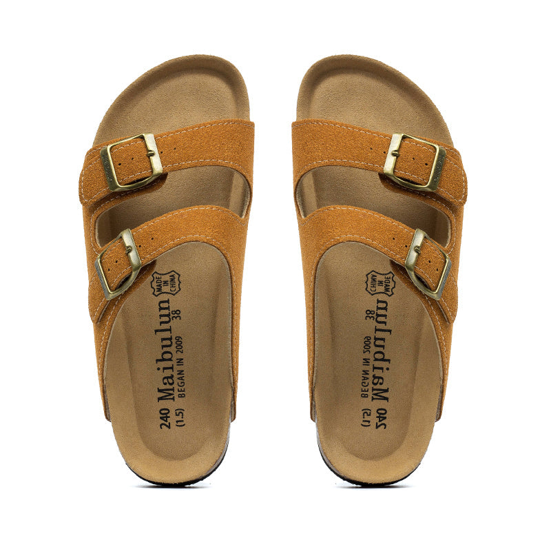 SANDER - Heren Kurk Dubbele Gespslippers
