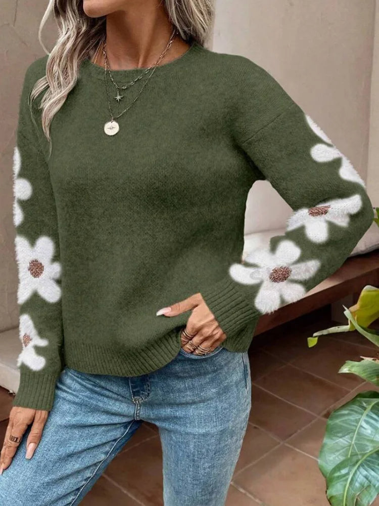Umaya - Sweater met bloemenprint en ronde hals