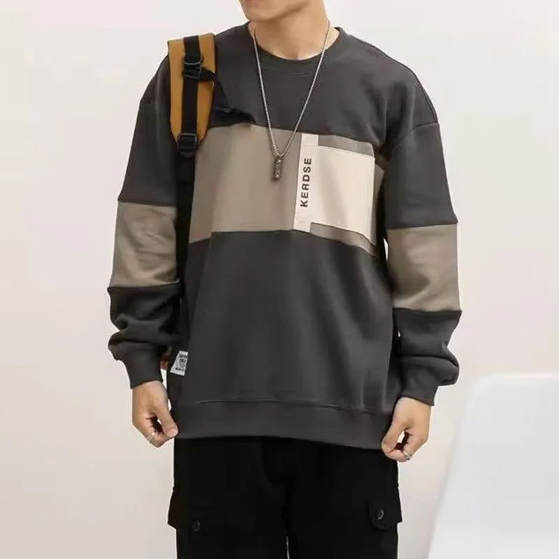 Colm - Stijlvolle Amerikaanse Retro Sweater met Contrast Paneel Voor Mannen