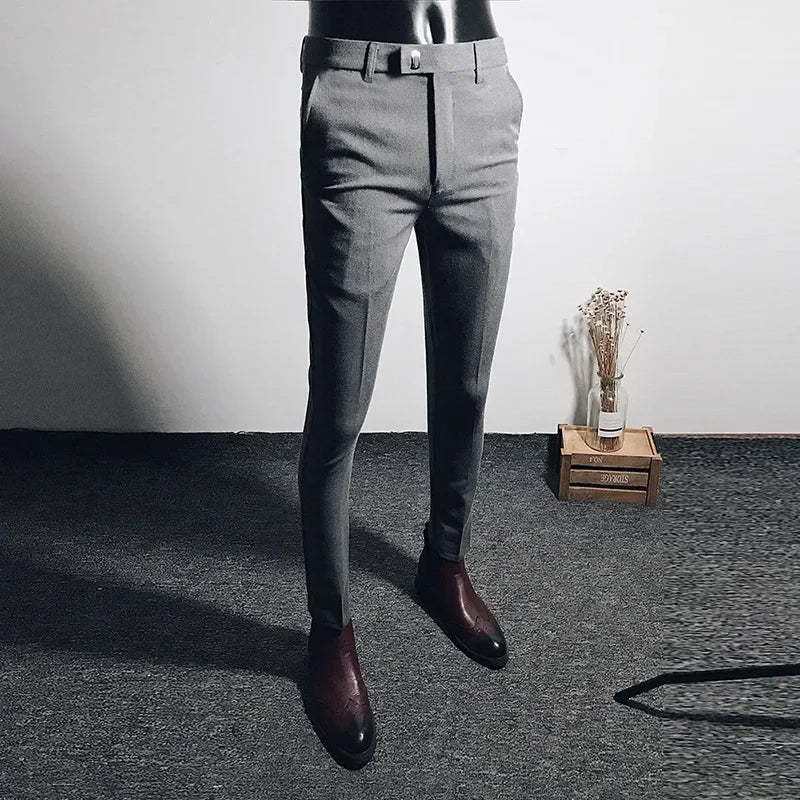 Charles - Trendy Slim Fit Cropped Broek in Koreaanse Stijl voor Mannen