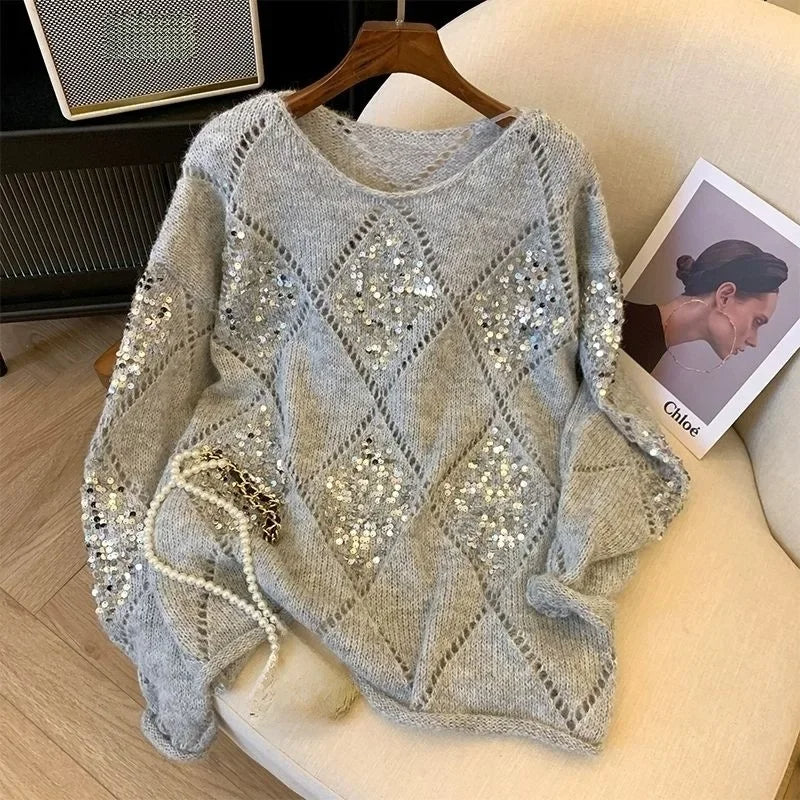 Callista - Trendy Sweater met pailletten in losse pasvorm voor dames