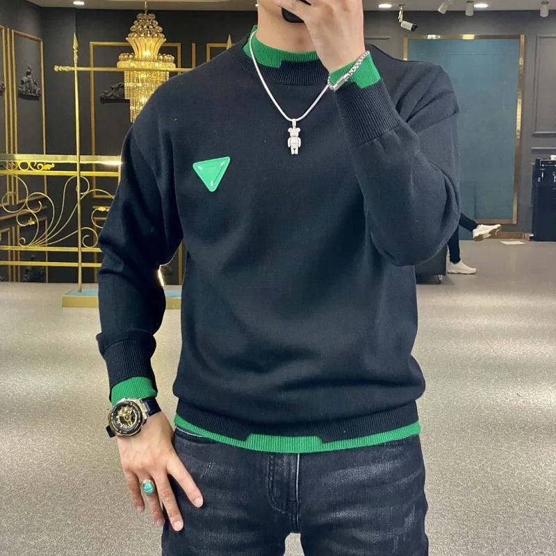 Nakamoto - Heren Slim Fit Contrast Crew Hals Pullover