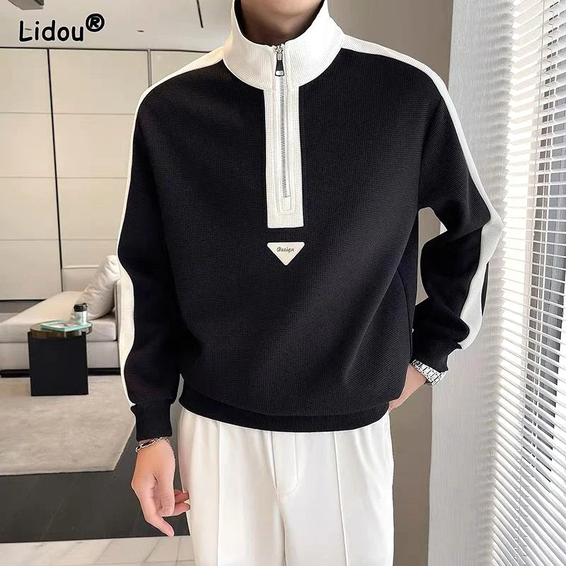 Isaias - 2024 Trendy heren trui met halve rits en staande hals