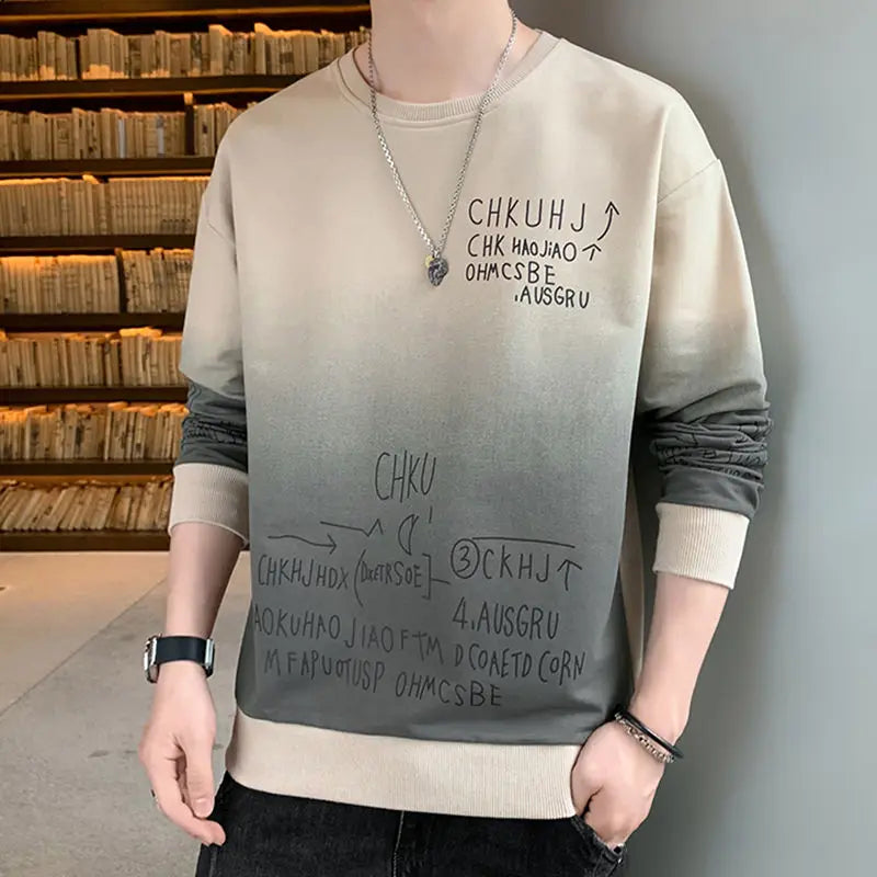 Abram - 2024 Fashion Sweatshirt met O-hals Gedrukt Letter Kleurverloop