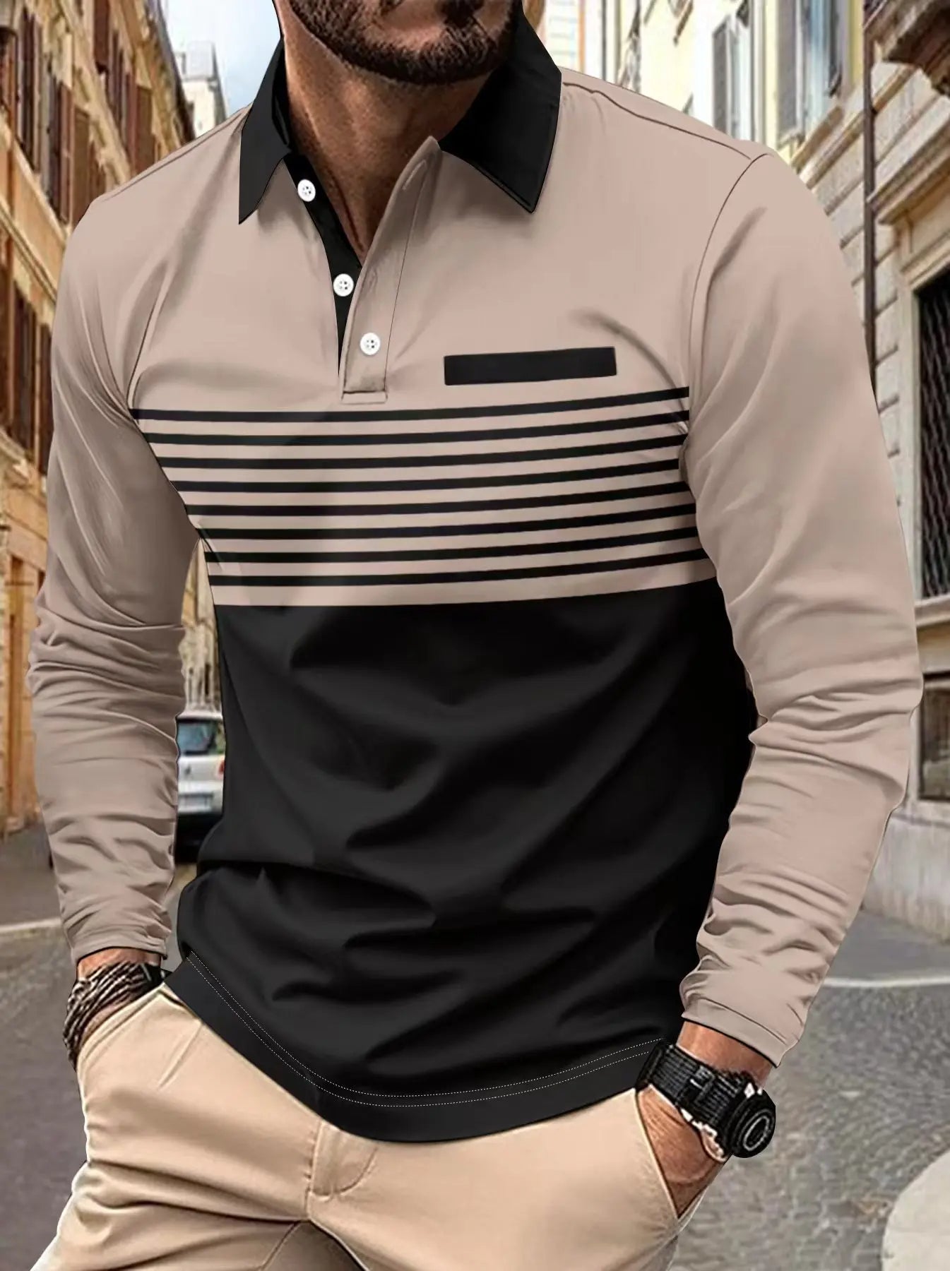 Fridtjof - 2024 Lente & Herfst Heren Gestreept Poloshirt