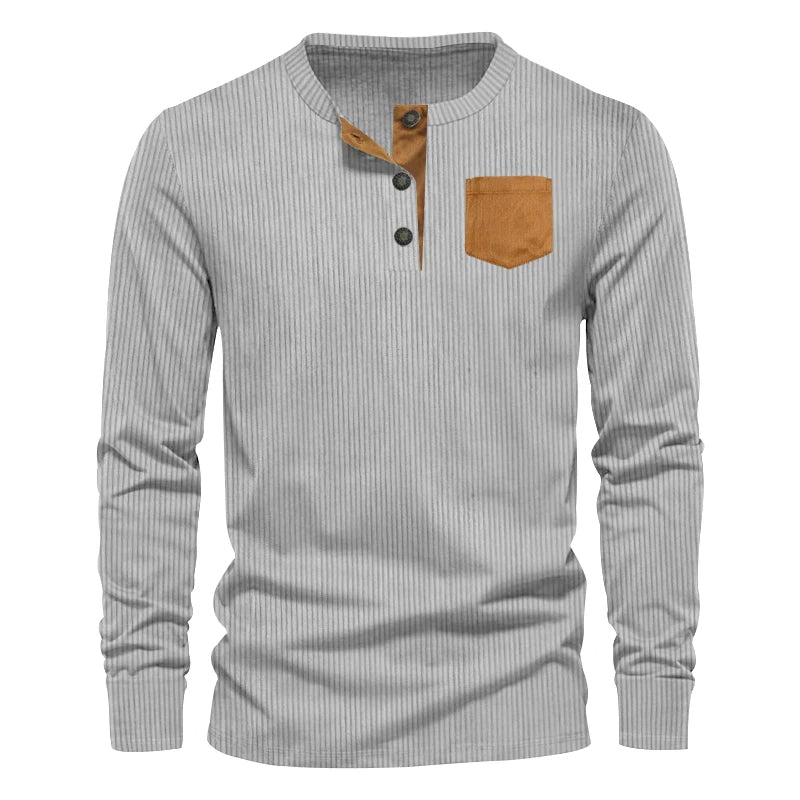 Santiago - Stijlvol Long Sleeve Patch Pocket T-shirt voor Lente Voor Mannen