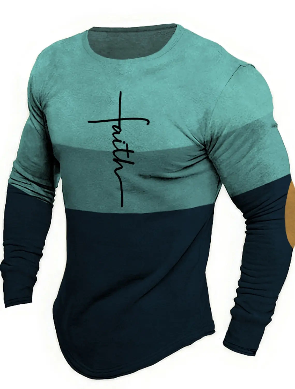 Henry - Trendy Katoenen T-shirt met lange mouwen en kruisprint voor heren