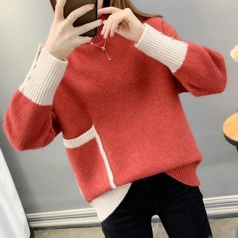 Isidra - Stijlvolle Herfst Winter Vrouwen Dikke Half Hoge Hals Sweater
