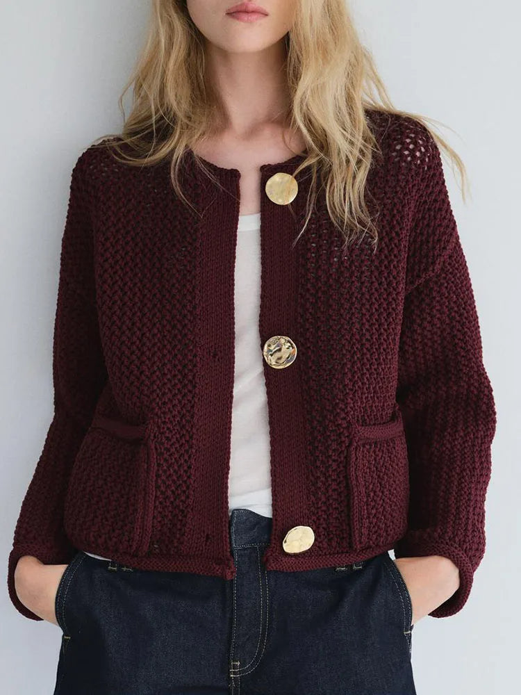 Nara - Oversized effen bordeaux trui voor dames