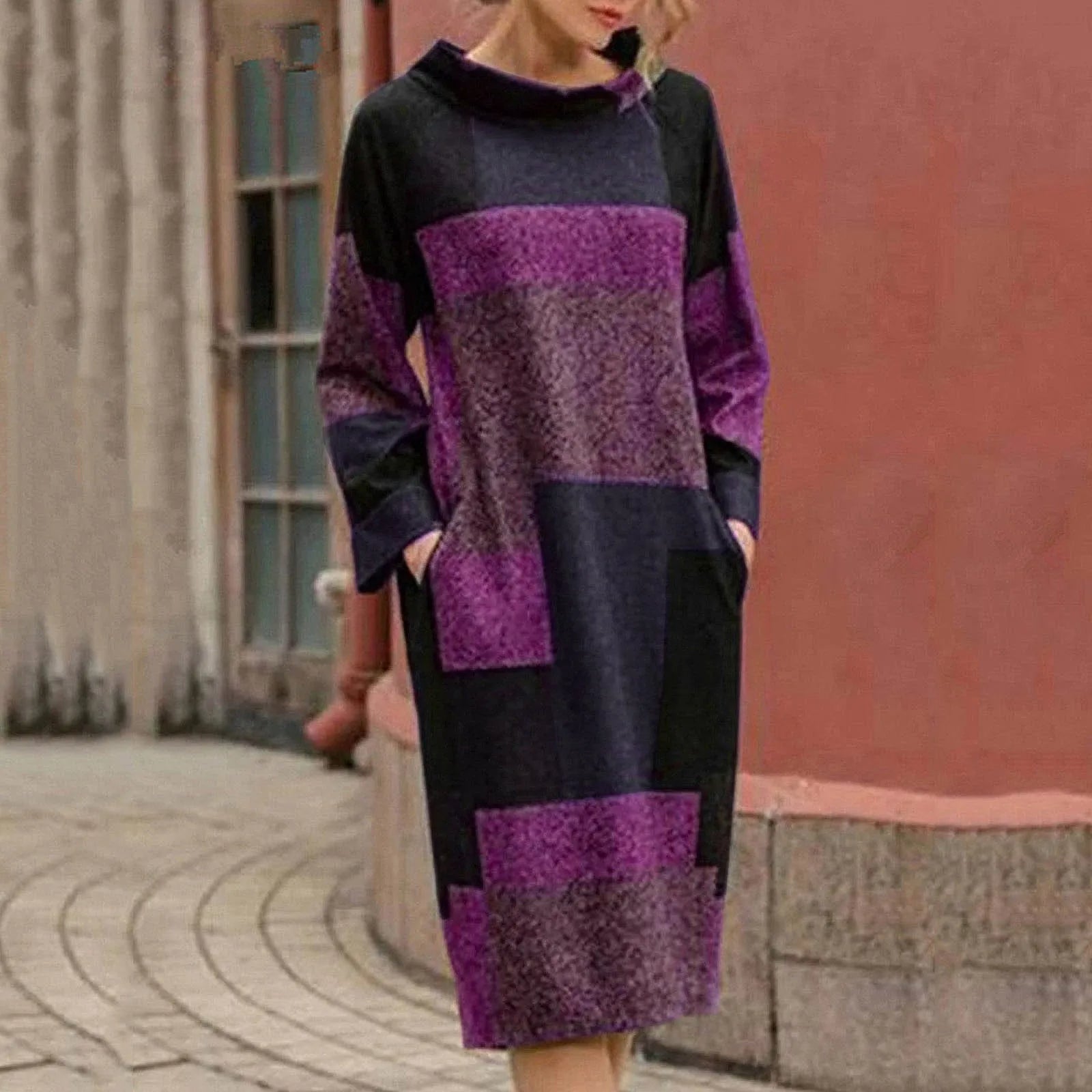 Roxanne - Patchwork Sweatshirt Jurk voor Vrouwen