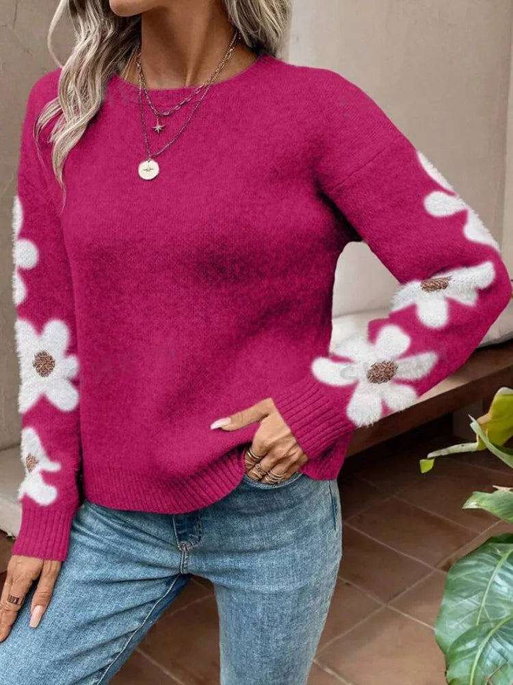 Umaya - Sweater met bloemenprint en ronde hals