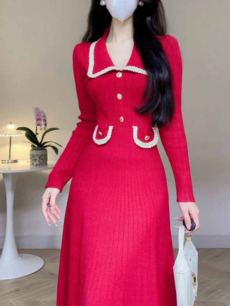 Jantine - Elegante gebreide midi-jurk voor dames
