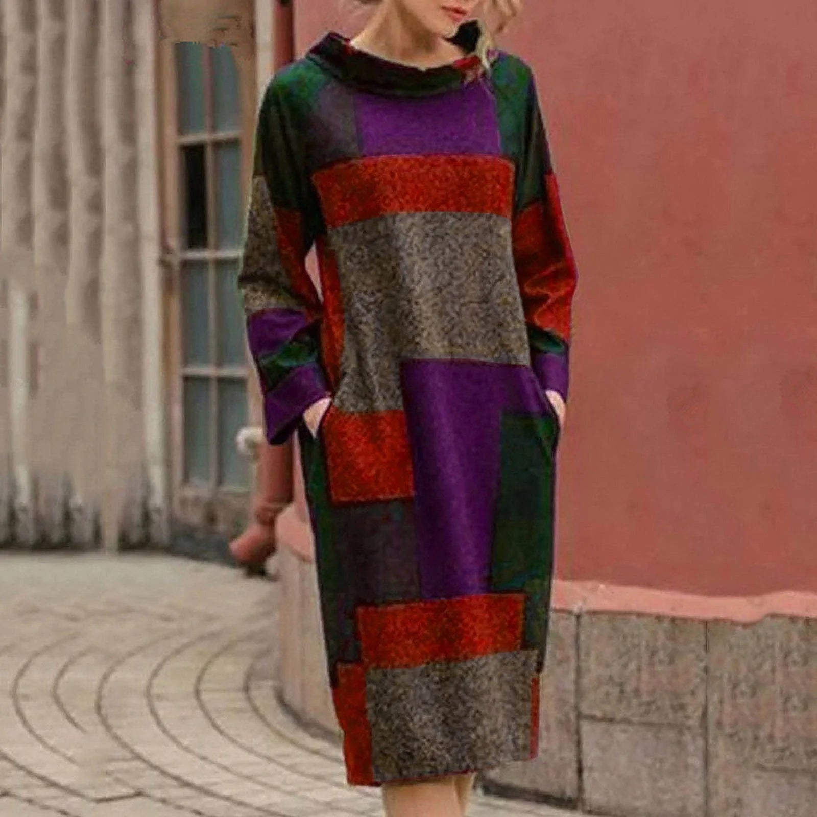 Roxanne - Patchwork Sweatshirt Jurk voor Vrouwen