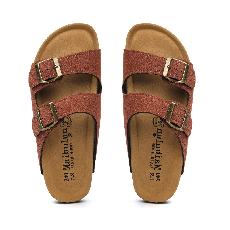 TEUN - Heren Kurk Dubbele Gespslippers